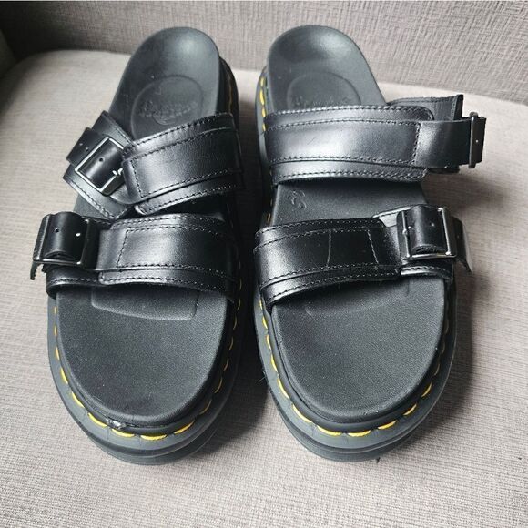 Dr Martens MYLES BRANDO LEATHER BUCKLE SLIDE SANDALS sz 11, like new main image 8
